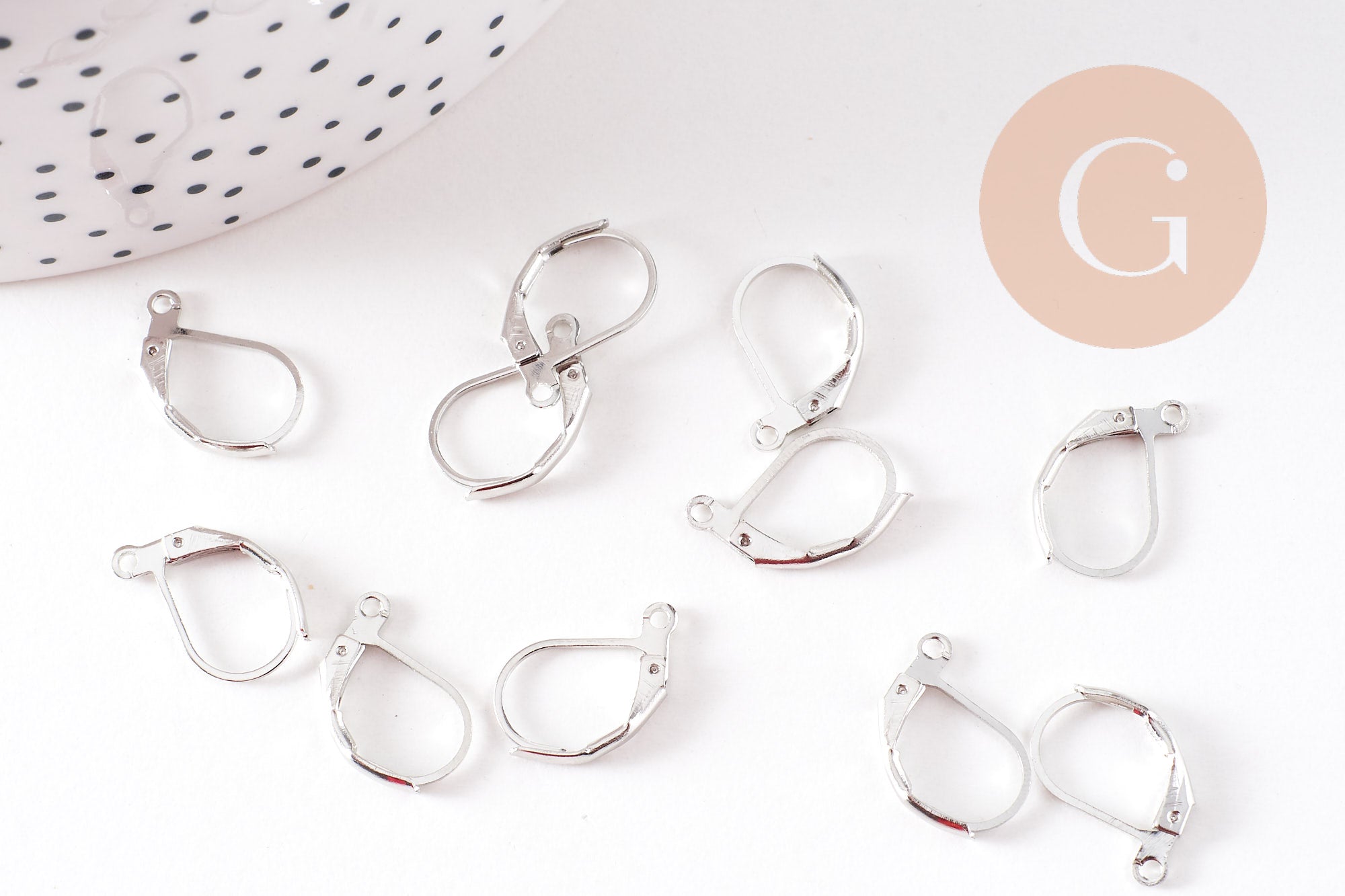 Support boucle Dormeuses boucles d'oreille platine 13mm, x50 (G0085)