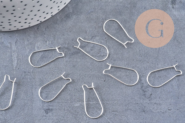 Support boucle crochet acier 304 inoxydable argenté 25mm, x10 (G10902)