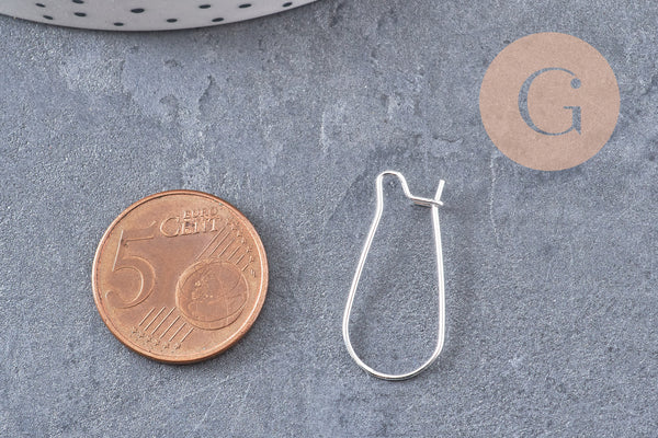 Support boucle crochet acier 304 inoxydable argenté 25mm, x10 (G10902)