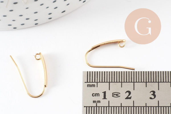 Support boucle crochet acier inoxydable 304 doré 18.5mm, x2 (G9343)