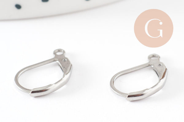 Support boucle dormeuse acier inoxydable 304 platine ovale 15mm, x10 (G9324)