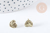 Support boucles cœur puces zamac doré 10mm la paire (G8888)