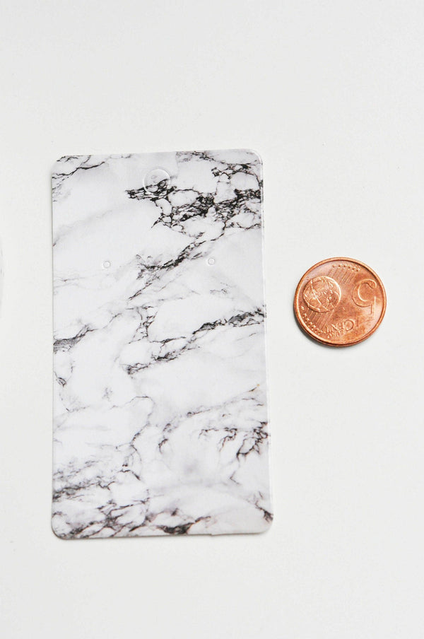 Support carton marbré blanc boucles 9.5x5.5cm, x10 (G3636)