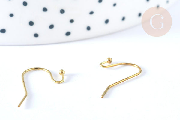 Support crochet hameçon boucle laiton brut 27mm, x20 (2.8Gr) (G6917)