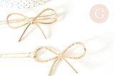 Support de barrette clip noeud en fer doré 59mm, x1 (G7740)
