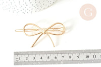 Support de barrette clip noeud en fer doré 59mm, x1 (G7740)