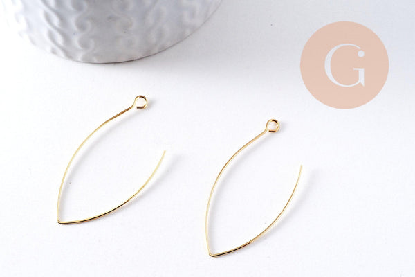 Support de boucles fil doré 16k 48mm, x2 (G4988)