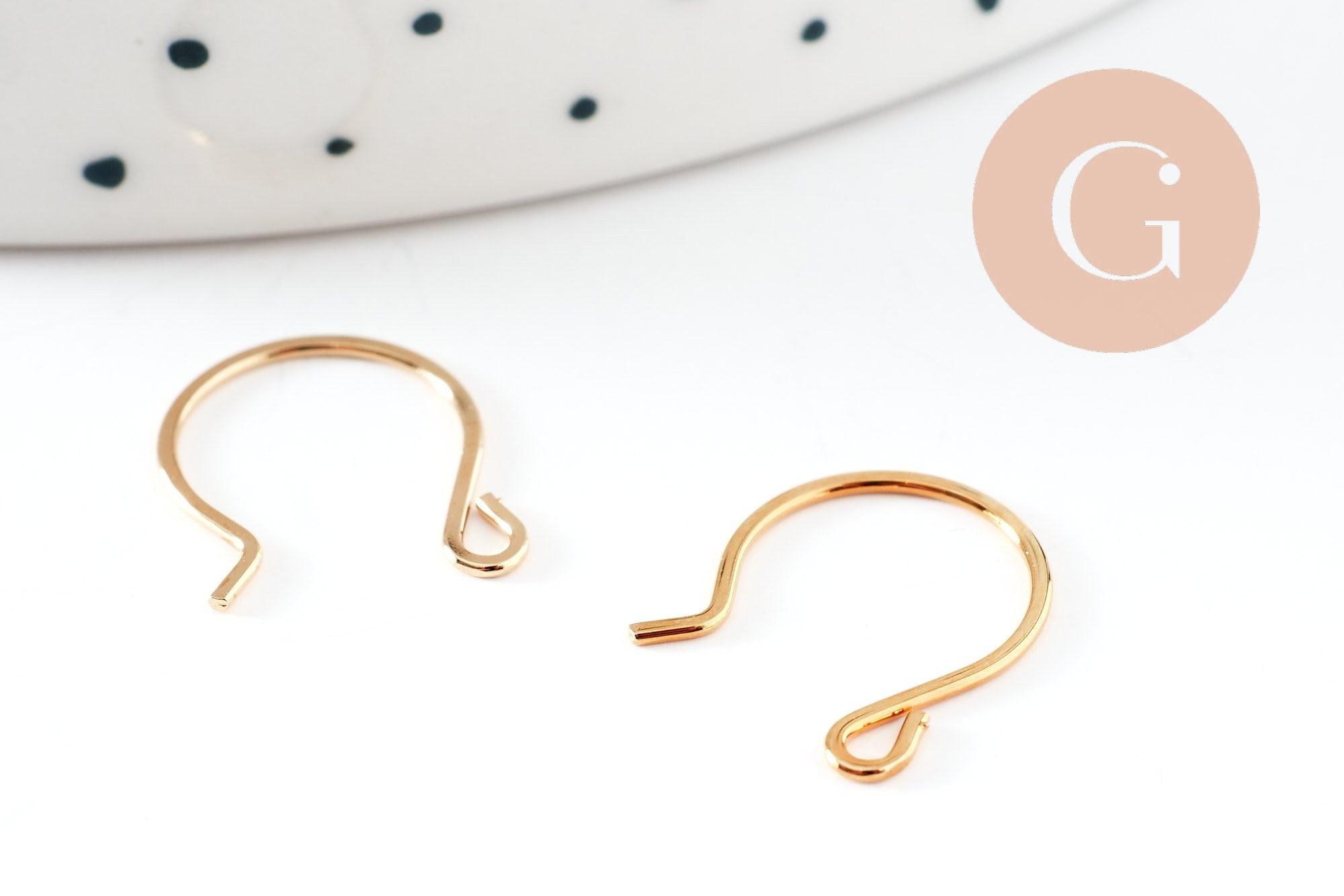 Support de boucles fil laiton crochet doré 16k 13mm, x2 (G5031)
