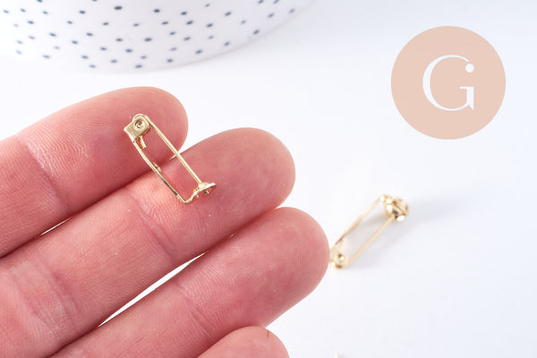 Support de broche en laiton doré 18K 20mm, x2 (G10703)