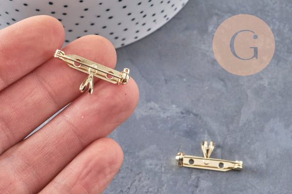 Support de broche et pendentif en zamac doré 26mm, x1 (G10987)