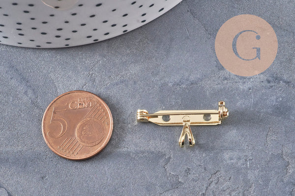 Support de broche et pendentif en zamac doré 26mm, x1 (G10987)