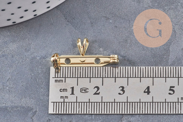 Support de broche et pendentif en zamac doré 26mm, x1 (G10987)