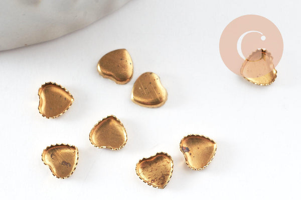 Support de cabochon coeur laiton brut 5x5mm, x50 (2.1g) (G2234)