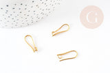 Supports boucles crochet hameçon laiton doré 18K 20.5mm, x10 (G5976)