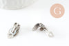 Supports boucles d'oreilles à clip acier 304 inoxydable platine 18mm, x10 (G9650)
