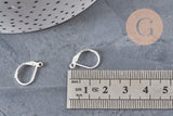 Stainless Steel Oval Leverback Earring Findings 316 Silver Plated 15mm, x10 (G11184)