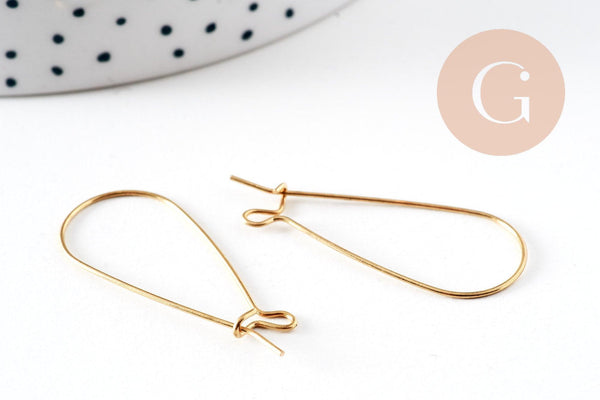 Supports boucles hameçons laiton brut 33mm, x50 (G1730)