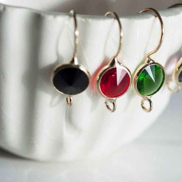 Supports boucles veilleuses en laiton doré cristal coloré, x2 (G0116)