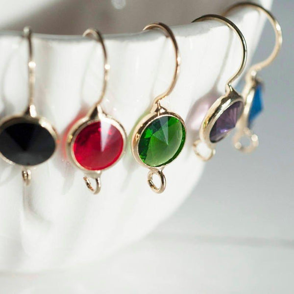 Supports boucles veilleuses en laiton doré cristal coloré, x2 (G0116)