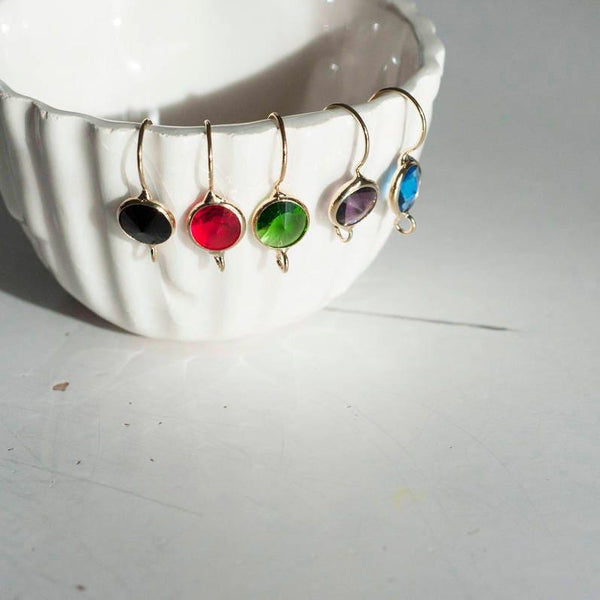 Supports boucles veilleuses en laiton doré cristal coloré, x2 (G0116)