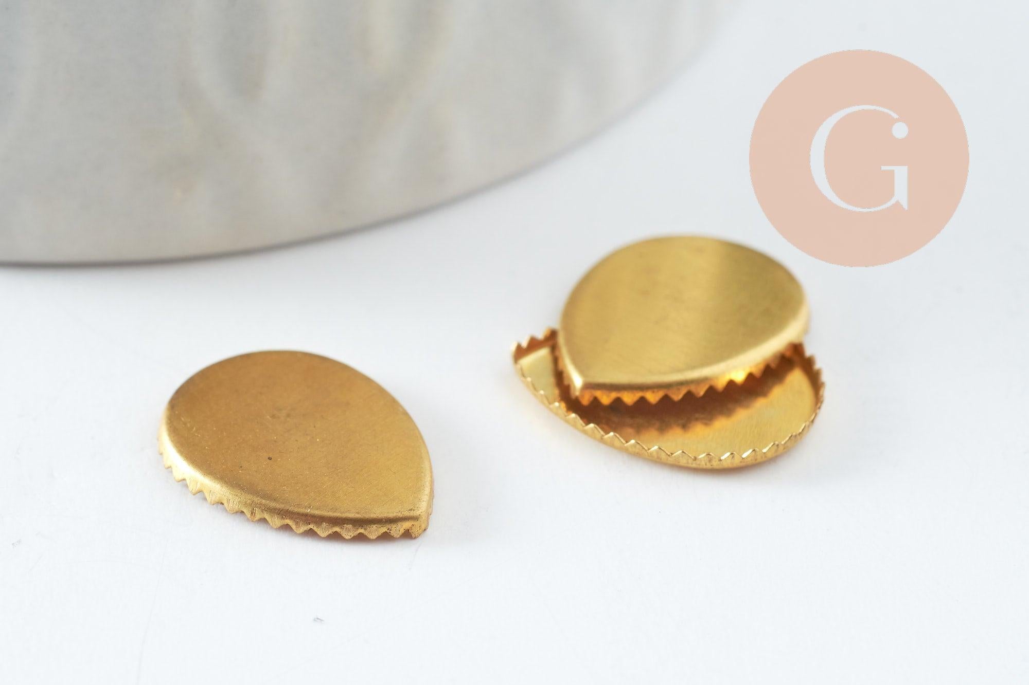 Supports cabochons goutte 10x14mm laiton brut, x10 (G2245)