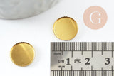 Supports de cabochon rond 12mm laiton brut, x50 (11g) (G1217)