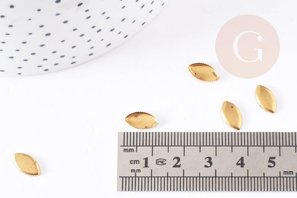 Supports de cabochons marquise horse eye laiton brut 12x6mm, x20 (1.8Gr) (G9074)