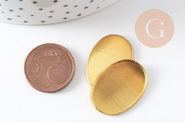 Supports de cabochons ovales 18x25mm laiton brut, x20 (13.4g) (G4888)