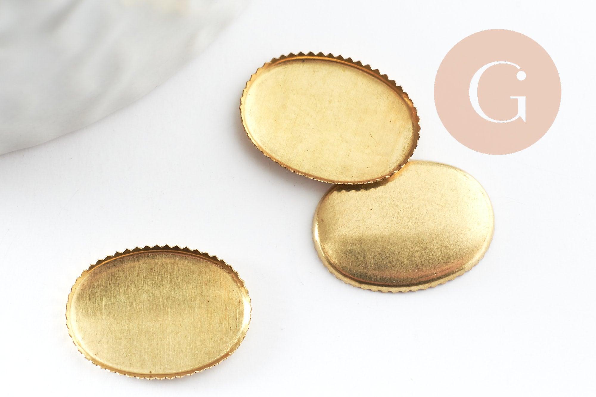 Supports de cabochons ovales laiton brut 14x10mm, x20 (3.8g) (G0671)
