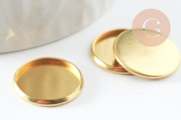 Supports de cabochons rond laiton brut 14mm avec bord, x10 (G1909)