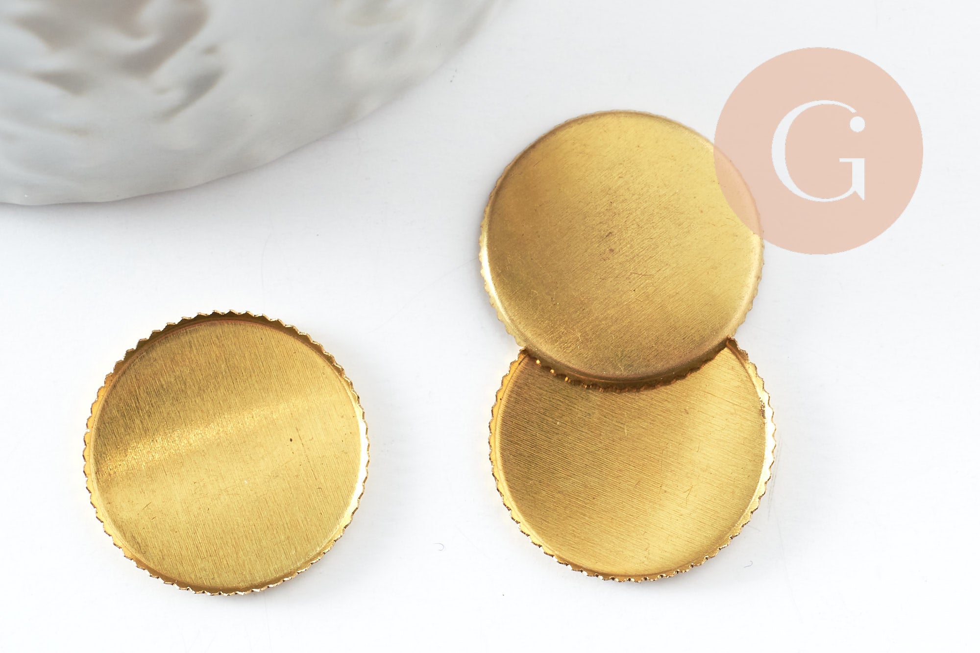 Supports de cabochons ronds laiton brut 16mm, x10 (G1512)