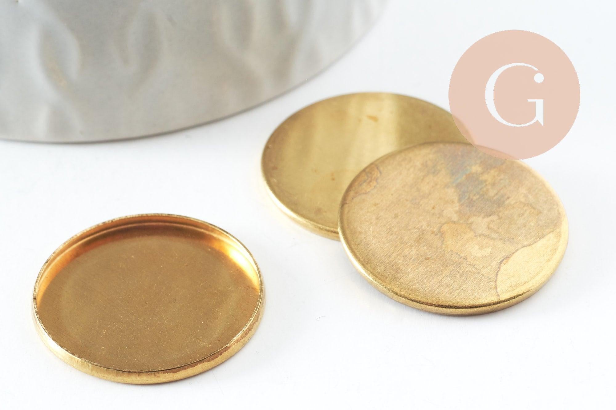 Supports de cabochons ronds laiton brut 23mm, x10 (17.2g) (G1383)
