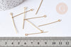 Tiges tête boucle acier 304 inoxydable doré 18K 35mm, x10 (G8033)