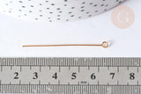 Tiges tête boucle ronde acier 304 inoxydable doré 45mm, x10 (G8010)