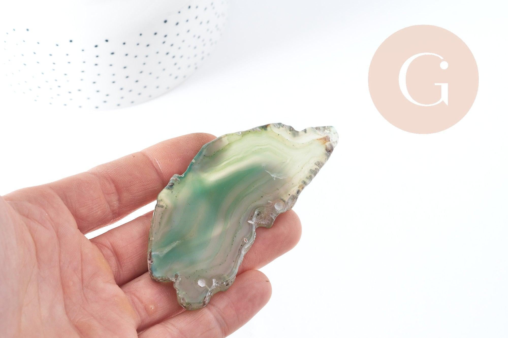 Tranche agate naturelle vert beige bleu 50-110mm, x1 (G8300)
