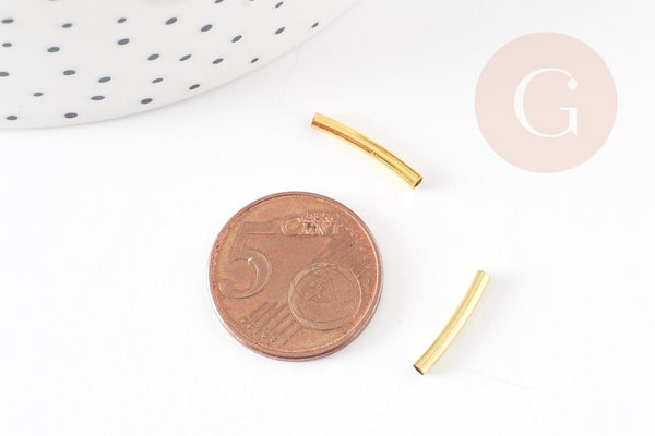 Tubes courbes laiton doré 15mm, x50 (3.5gr) (G4761)