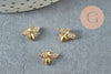 cabochon abeille avec tige à coller laiton doré zircons 10mm, x1 (G10533)