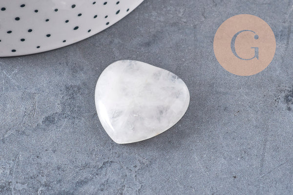 cabochon coeur pierre naturelle et de synthèse 29-30mm, x1 (G3995)