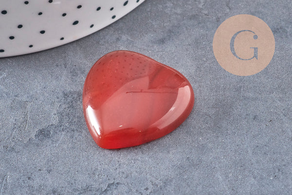 cabochon coeur pierre naturelle et de synthèse 29-30mm, x1 (G3995)