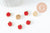 cabochon pomme rouge zamac doré 8.8mm, x2 (G4278)