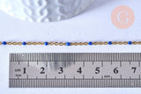 chaine de cheville acier doré 14k résine bleu foncé chaine dorée 1.5-2mm/23cm, x1 (G5405)