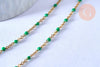chaine de cheville acier doré 14k résine verte chaine dorée 1.5-2mm/23cm, x1 G3661