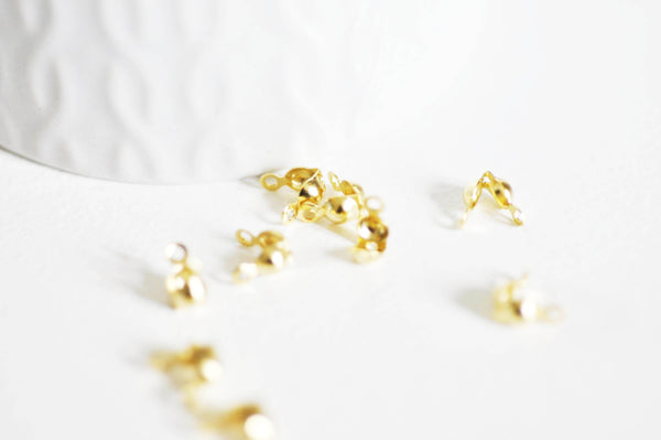 connecteur chaine boule acier doré avec trou 7.5mm/ 3mm, x10 (G2092)