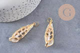 coquillage naturel blanc doré 43-47mm, pendentif argent création bijoux, x1 (G2087)