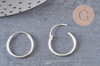 Boucles créoles fine argent 925 massif 16mm, x2 (G4685)