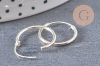 Boucles créoles fine argent 925 massif 16mm, x2 (G4685)