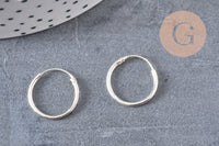 Boucles créoles fine argent 925 massif 16mm, x2 (G4685)