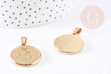 Pendentif médaille ronde Balance acier acier 304 inoxydable doré à graver, x1 (G0817)