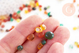 Nugget agate naturelle multicolore brute roulée 6-8mm non percé, x20g (G5721)