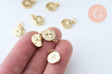 pendentif boussole laiton doré 20k 15.2mm, x1 (G5996)